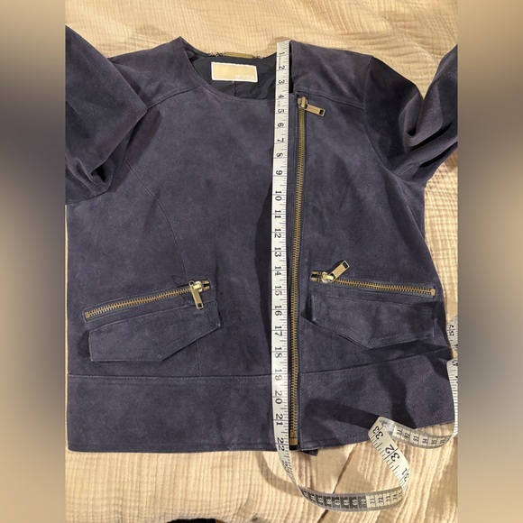 Navy Suede Leather Jacket by Micheal Kors Sz S/M NWOT - Picture 6 of 6